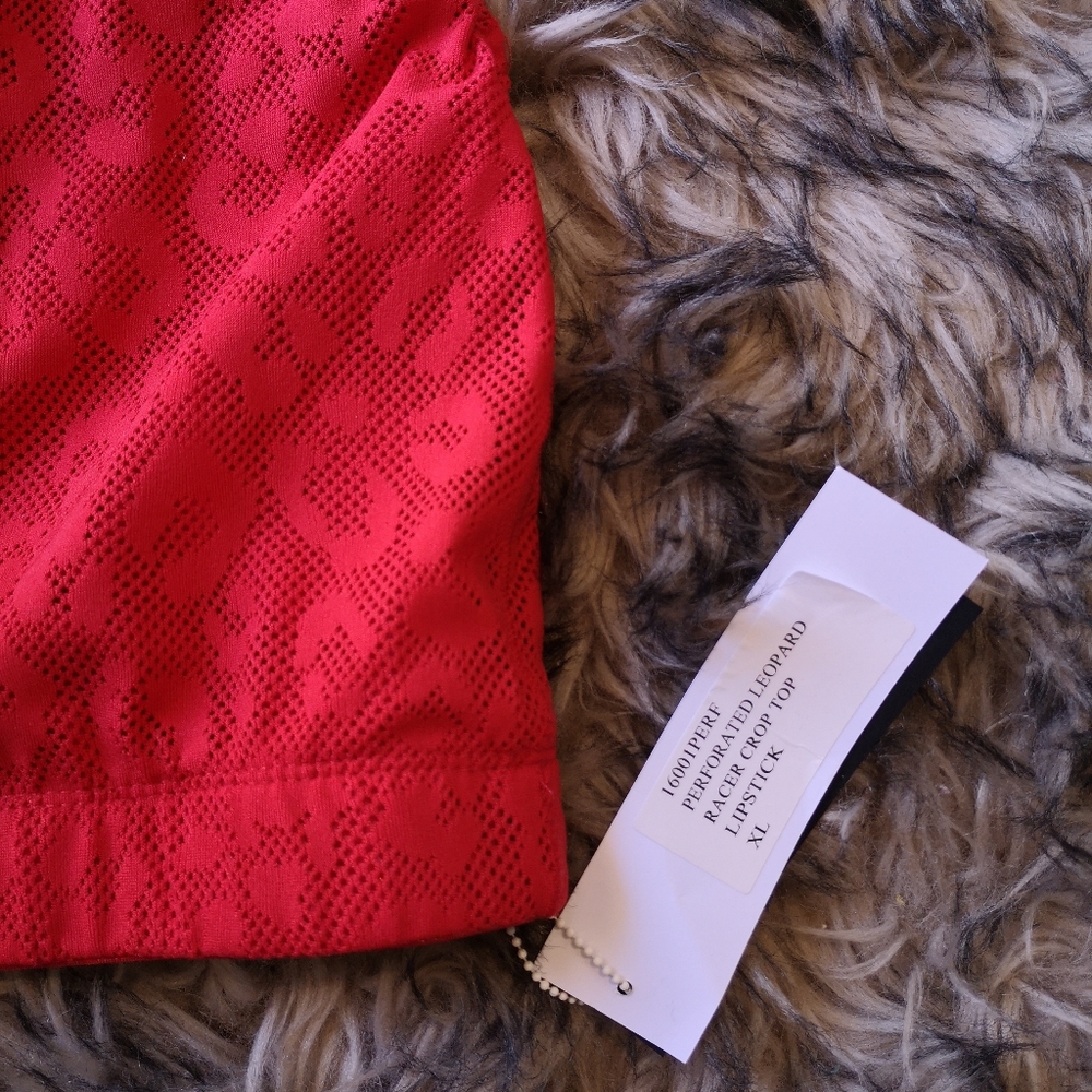 Brand New Adam Selman Sport Red Leopard Crop Top - Picture 3 of 8
